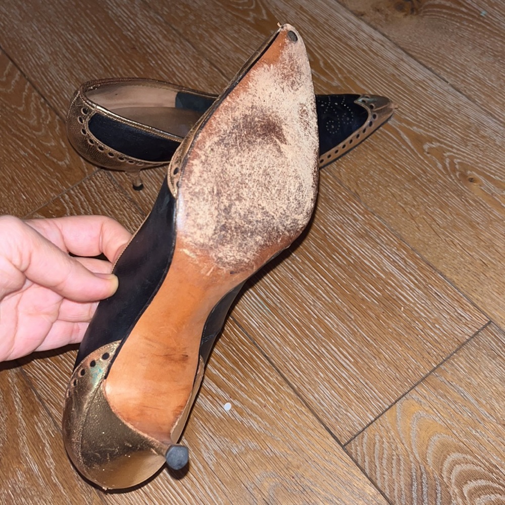 Joseph Larose vintage shoes black and gold leather 8 (71/2) - Picture 5 of 8